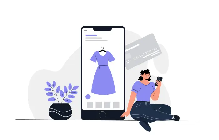 Online Shopping with Smartphone Vector Design Illustration image